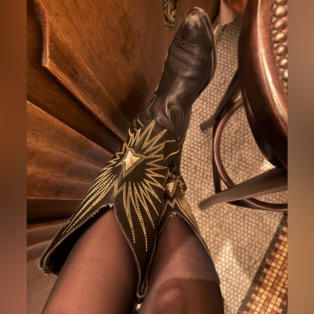 GOLDEN GOOSE Cowboy boots black gold 9.5 - Picture 9 of 9